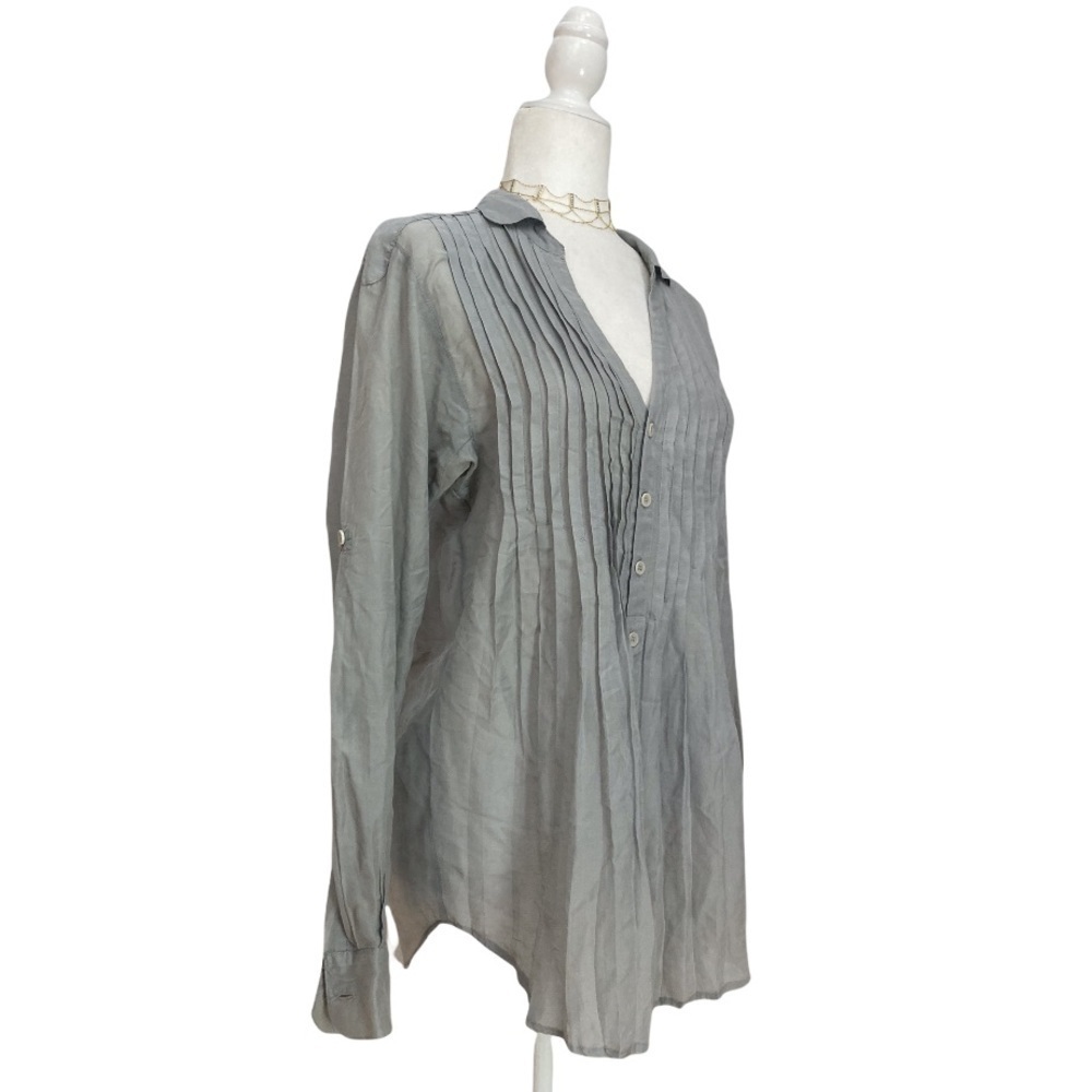 CP Shades Pintuck Silk & Cotton V Neck Blouse Top
